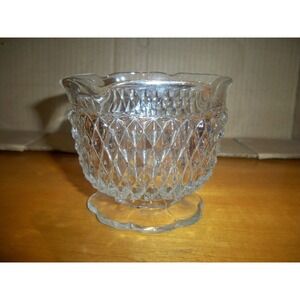 EAPG Glass Diamond Pattern Footed‎ Bowl Candy Dish Dessert Cup footed ruffled
